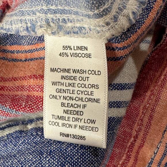 Perse X-Large Shorts Ombré Striped Linen Blend Cuffed Drawstring Elastic Waist - Picture 8 of 8